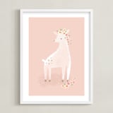 "Little Deer" - Art Print in Blush by Lori Wemple - Framed
