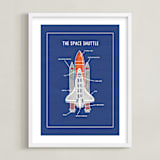 "The Space Shuttle" - Art Print in Blueprint by Meggy Masters - Framed