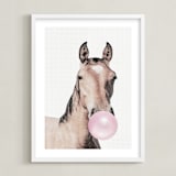 "Bubblegum: Horse" - Art Print in bubblegum pink by Maja Cunningham - Framed