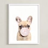 "Bubblegum animals" - Art Print in white by Maja Cunningham - Framed