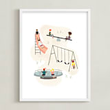 "Together" - Art Print in Playground Blue by JeAnna Casper - Framed