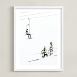 "skier" - Art Print in freestyle blue by Alicia Abla - Framed