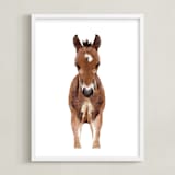 "Baby Animal Horse" - Art Print in caramel truffle by Cass Loh - Framed