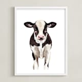 "Baby Animal Ox" - Art Print in Dark Chocolate by Cass Loh - Framed
