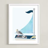"Little Sailor" - Art Print in light blue by Kanika Mathur - Framed