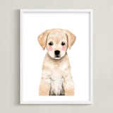 "Baby Labrador" - Art Print in yellow by Cass Loh - Framed
