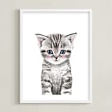 "Baby Kitten" - Art Print in grey by Cass Loh - Framed
