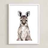 "Baby Kangaroo" - Art Print in hazelnut by Cass Loh - Framed