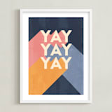 "Overjoyed" - Art Print in Navy by Sophie Owens - Framed