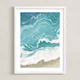 "Incoming Tide" - Art Print in Turquoise by Paula Pecevich - Framed