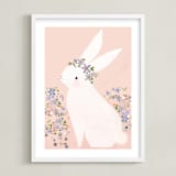 "Bunny" - Art Print in Petal by Lori Wemple - Framed