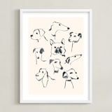 "Dog study" - Art Print in Cream by Teju Reval - Framed