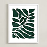 "Loopy Leaves I" - Art Print in Hunter green by Kelly Watkins - Framed