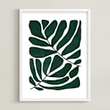 "Loopy Leaves II" - Art Print in Hunter green by Kelly Watkins - Framed