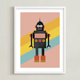 "Retro Robot" - Art Print in Bubblegum by Morgan Kendall - Framed