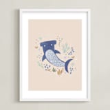 "Sharky cute" - Art Print in Blush by Tati Abaurre - Framed