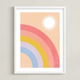 "Double Rainbow with Moon and Sun IV" - Art Print in Sunrise by Emanuela Carratoni - Framed