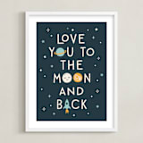"Moon And Back" - Art Print in Midnight by Annie Holmquist - Framed