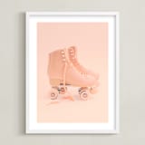 "peace love & rollerskates" - Art Print in Pirouette Pink by Alicia Abla - Framed