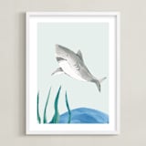 "Ocean Friends II" - Art Print in Shark by Teju Reval - Framed