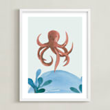 "Ocean Friends IV" - Art Print in Octopus by Teju Reval - Framed