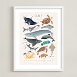 "Ocean animals endangered" - Art Print in Ivory by Sabrin Deirani - Framed