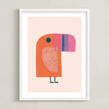 "mod toucan" - Art Print in peach by Carrie Moradi - Framed