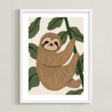 "Baby sloth" - Art Print in Brown by Cass Loh - Framed