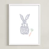 "Lined Animals IV" - Art Print in OCEAN BLUE by Jayne Alfieri - Framed