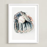 "Baseball 1" - Art Print in Leather by Helen Makadia - Framed