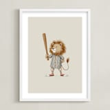 "Animal All-Stars 4" - Art Print in Dusty Beige by Malunio - Framed
