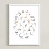 "ABC Animals" - Art Print in Brown by Dani Lugato - Framed