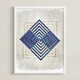 "Et cetera" - Art Print in Navy Blue by Alex Isaacs Designs - Framed