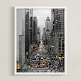 "Down onto 8th Avenue" - Art Print in nostalgic brown by Van Tsao - Framed