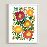 "hand painted flowers_5c" - Art Print in green by Ramoncita - Framed