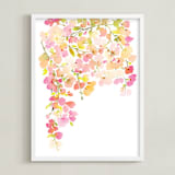 "Light Pink Cherry Blossoms" - Art Print in Cherry Blossom Pink by Yao Cheng Design - Framed