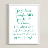 "Jingle Bells Holiday" - Art Print in Teal by Megan Kelso - Framed