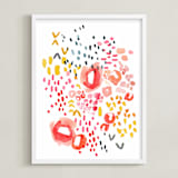 "Gesture" - Art Print in Coral by Kelly Ventura - Framed