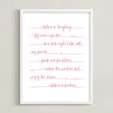"Positive Script" - Art Print in Hot pink by Rebecca Lowe - Framed