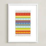 "Boho Floral Rug" - Art Print in Cherry Red by Jan Shepherd - Framed