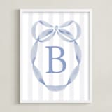 "Precious Ribbon Frame" - Personalized Art Print in Soft Blue by Sam Dubeau - Framed