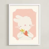 "Valentine Zoo Bunny" - Art Print in Pink by Lori Wemple - Framed