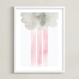 "Cloud and rain" - Art Print in Blushing Pink by Kanika Mathur - Framed
