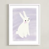 "Happy Bunny" - Art Print in Purple by Lori Wemple - Framed