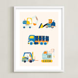 "The Truck Gang" - Art Print in Periwinkle by Kartika Paramita - Framed