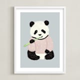 "Yum Yum Bamboo" - Art Print in Cloud by Cass Loh - Framed