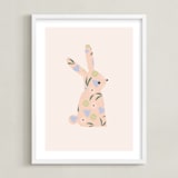 "Sweet Bunny" - Art Print in Blush by Angela Thompson - Framed