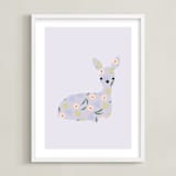 "Sweet Deer" - Art Print in Lilac by Angela Thompson - Framed