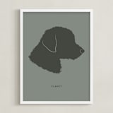 "Tonal Pet Silhouette: Custom Print with Text" - Custom Print in Olive Shadow by Minted - Framed