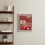 "Lightning McQueen Route 66 from Disney and Pixar's Cars" - Personalized Art Print in Red Rock by Jill Means - In a Room